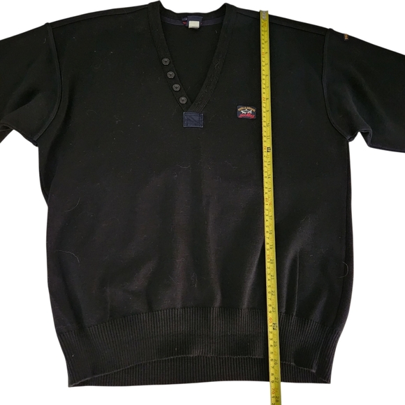 PAUL & SHARK black knit v-neck sweater pullover medium - Picture 9 of 12
